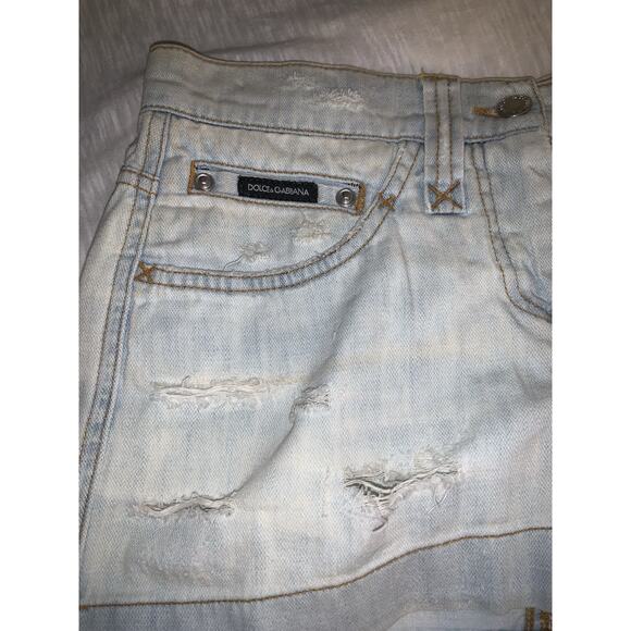 Dolce Gabbana D&G vintage 2000s distressed blue denim micro mini skirt size 38 - Picture 5 of 11